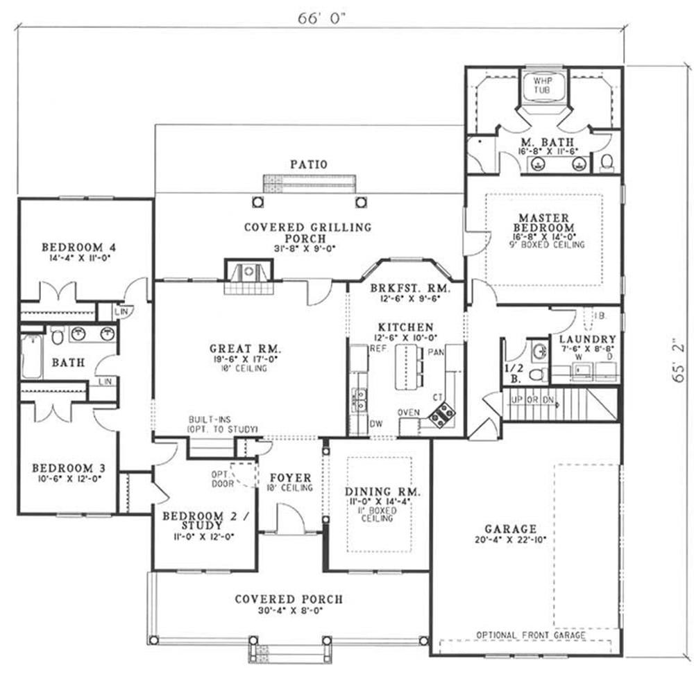 Floor Plan First Story of Southern Plan #153-1351
